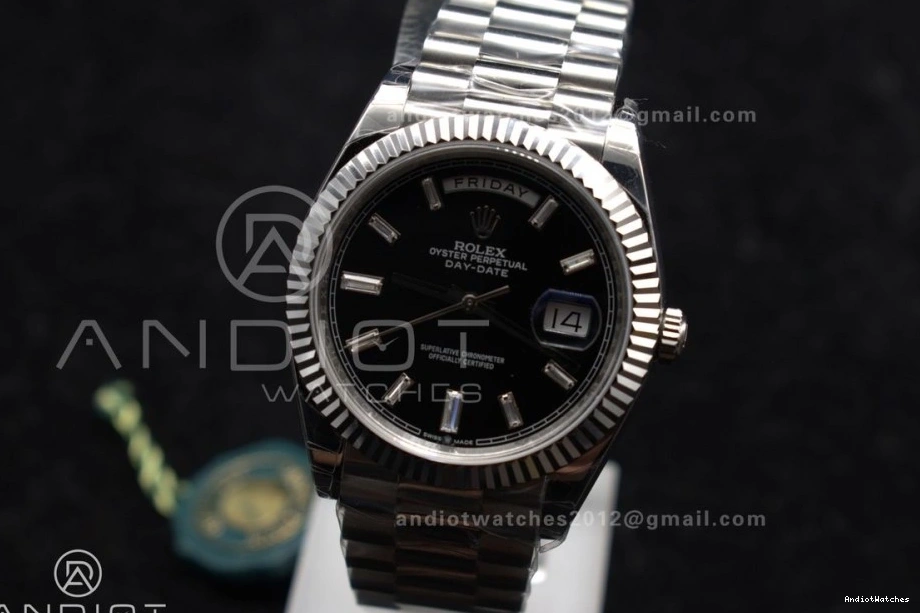 Bright 718 GSF Bracelet Black Weight 40 Gain on Crystal DayDate Dial SS President A 0316